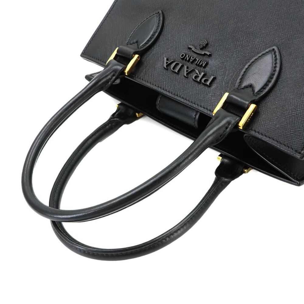 Prada Saffiano 2-way Hand/Shoulder Handbag, Leather, Nero Black, Gold Hardware - Picture 5 of 10